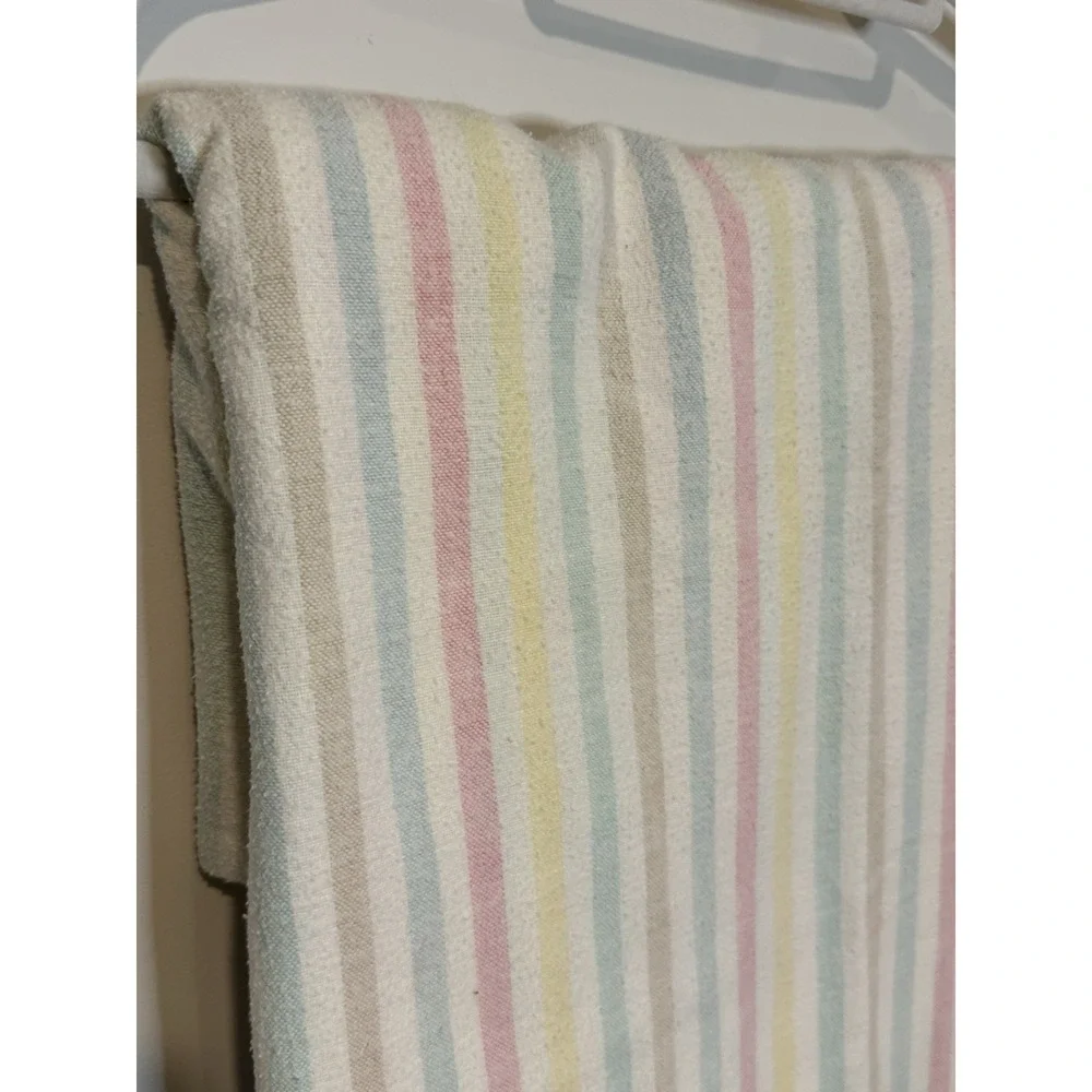 Vintage Cotton Pastel Stripe Blanket Satin Nylon Trim 78
